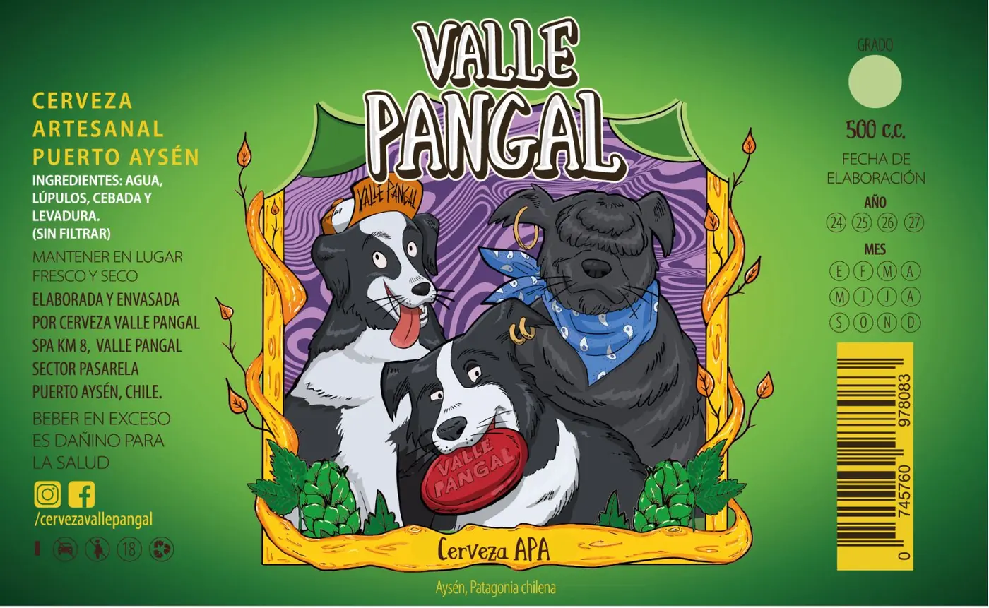 Arte de etiqueta histórica de Cerveza Valle Pangal